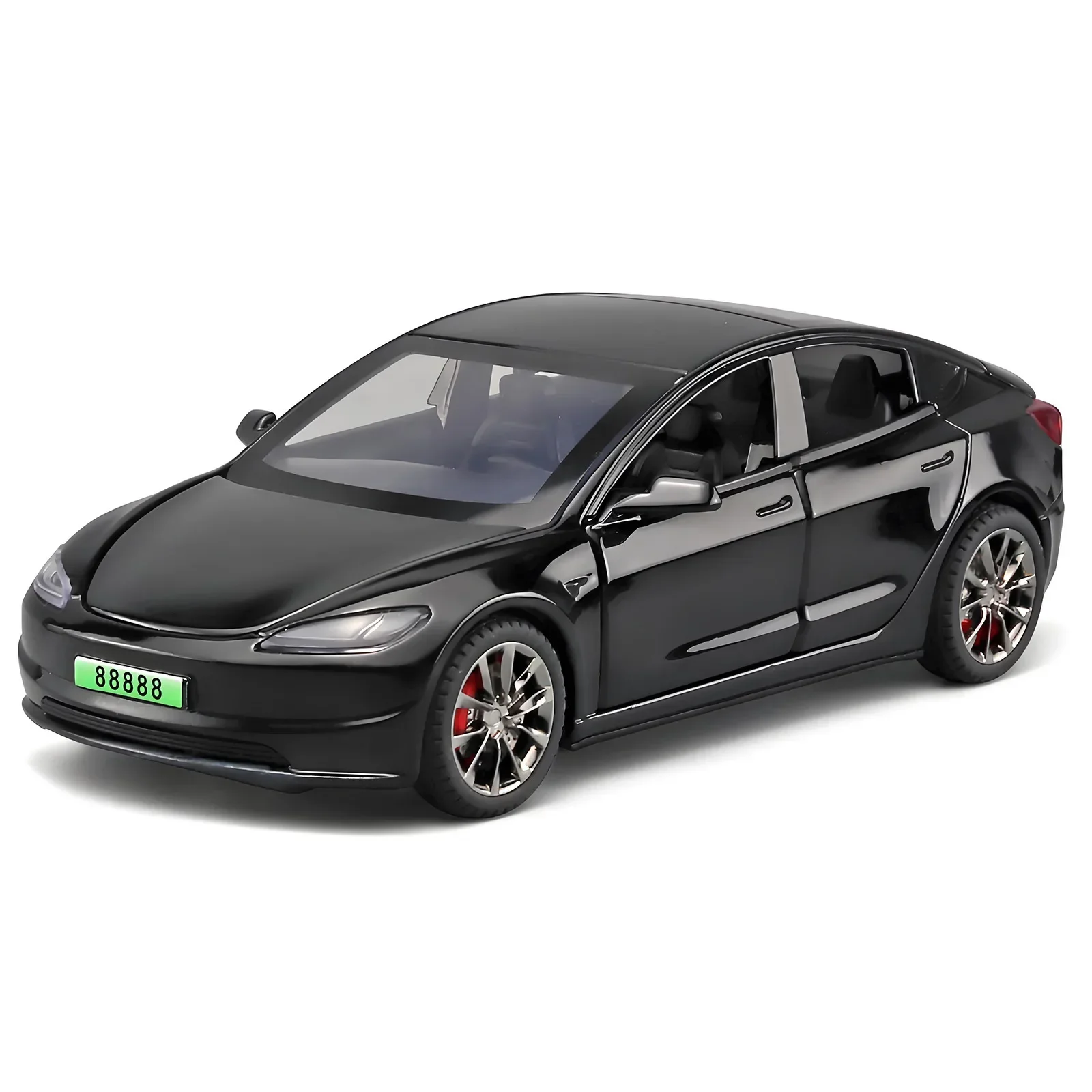 1:32 Tesla Model 3 Legering automodel Simulatie Geluid en licht Trek speelgoedauto Metalen auto Jongenscollectie Ornamenten Cadeau
