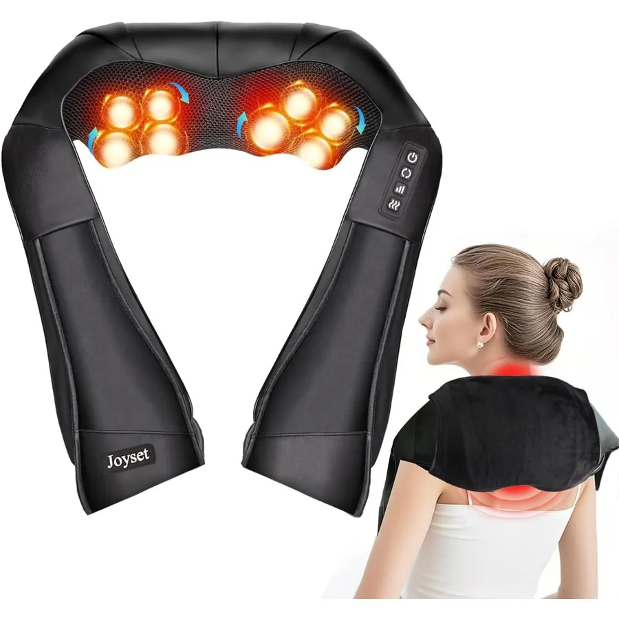 

Электрический массажер шиацу для шеи и спины с подогревом для облегчения глубоких тканей, 3D разминающий массаж со съемным тканевым чехлом для Eas