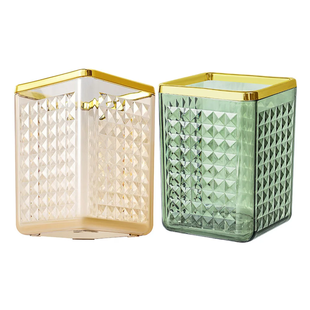 

2Pcs Plastic Makeup Brush Holder Organzier for Cosmetics and Stationery Desktop Storage Cup for Vanity Bathroom Desk Use