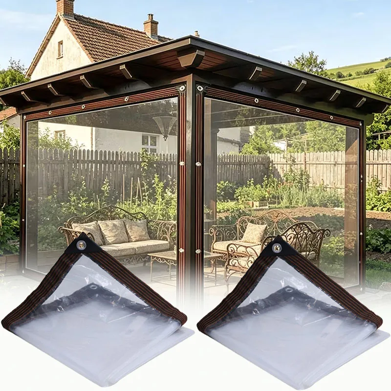 2x4m/2m 3X4M Waterproof Clear Tarp Reinforced Edge Thick Film Rain Cover for Flower Insulation Windproof Frost Protection