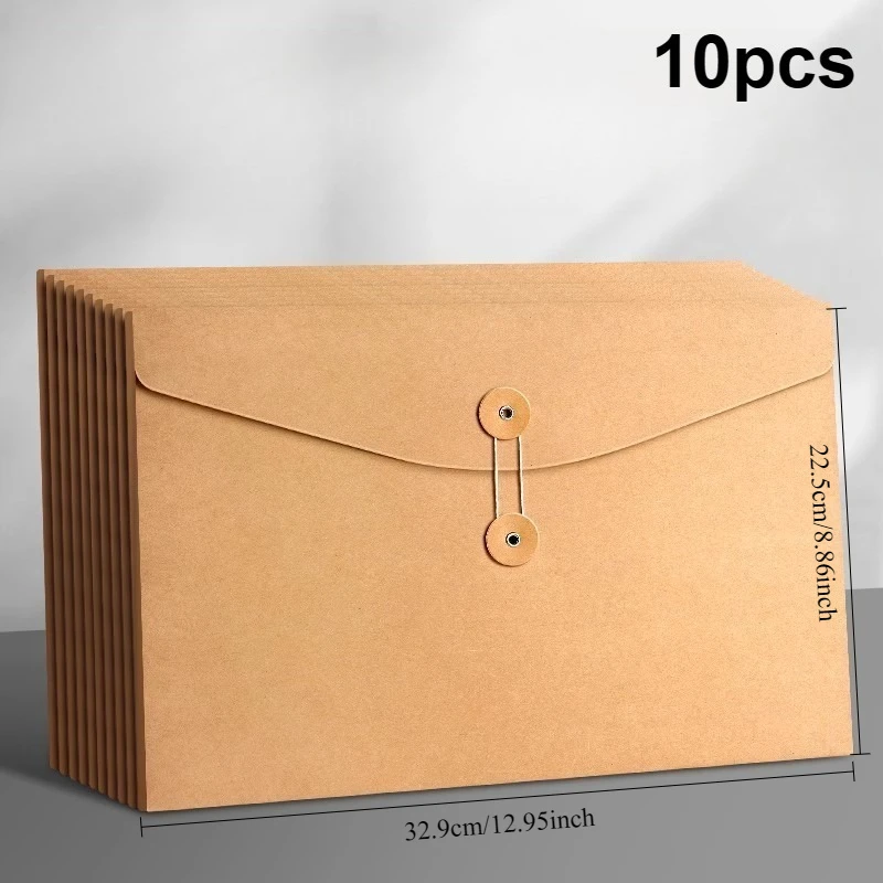 10pcs Kraft Paper A4 File Envelope Document Bag String Tie Closure Folder for Contracts Tenders Storage Bag view 5
