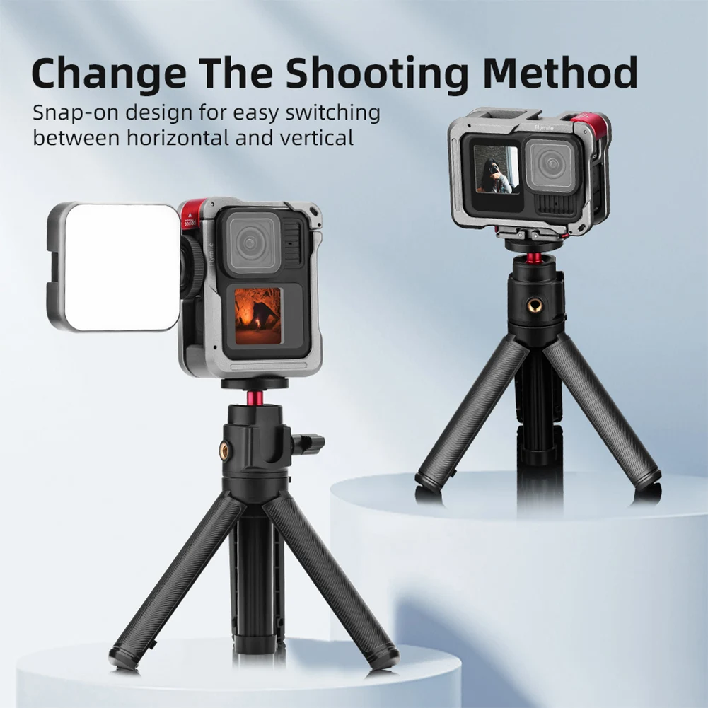 Carcasa protectora de marco de jaula de Metal de liberación rápida con Base de montaje de extensión de zapata fría para Go Pro Hero 13, accesorios negros