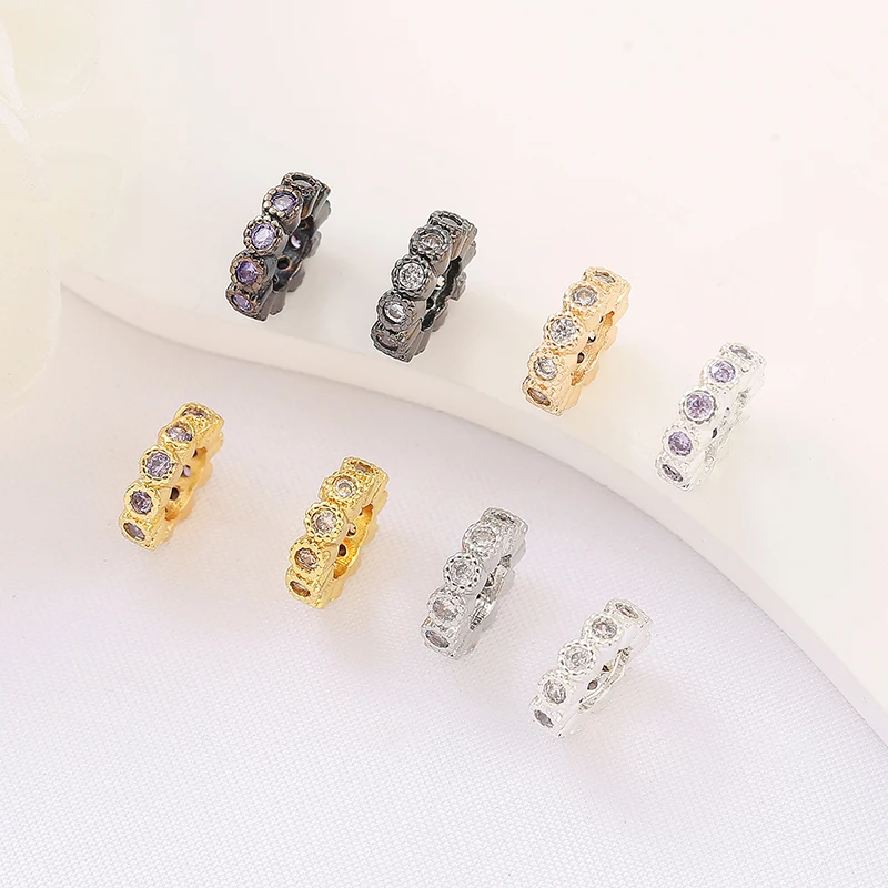 

Copper Plated 8K Gold Zirconia Diamond Sp Bead Wheel Separator Handmade DIY Pearl Bracelet Nelace Accories