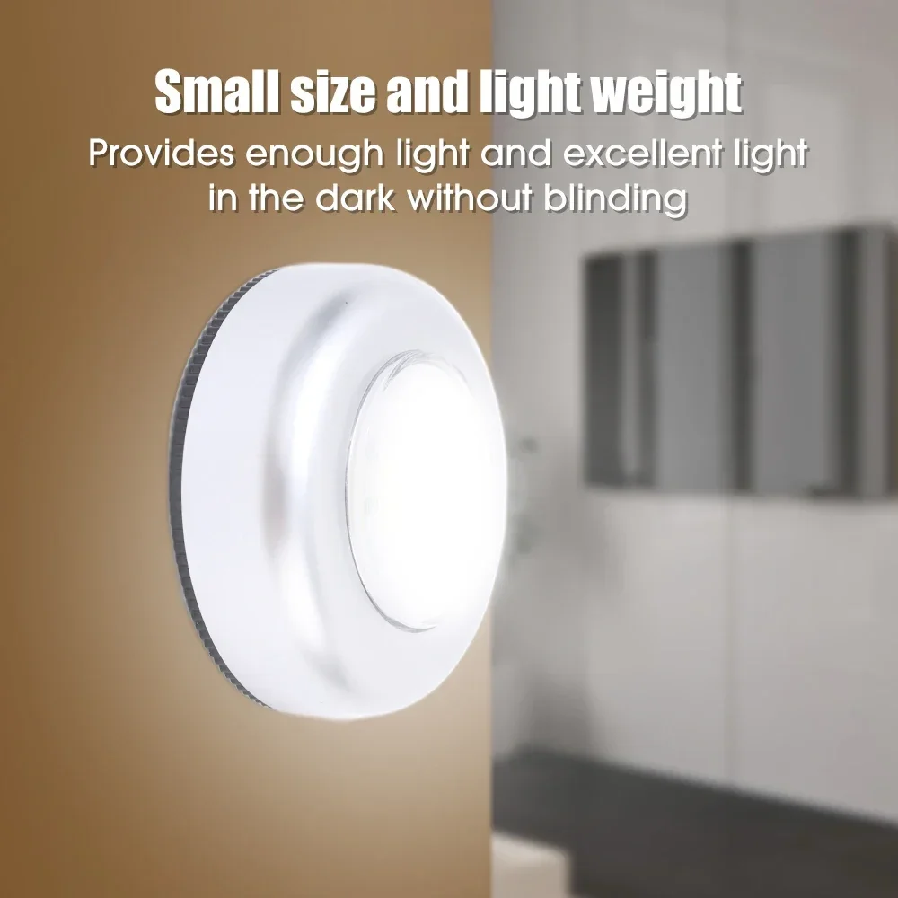 LED Night Light Battery Powered Wireless Wall Lamps for Bedroom Kitchen Bedside Toilet Closet Press Touch Switch Small Lights