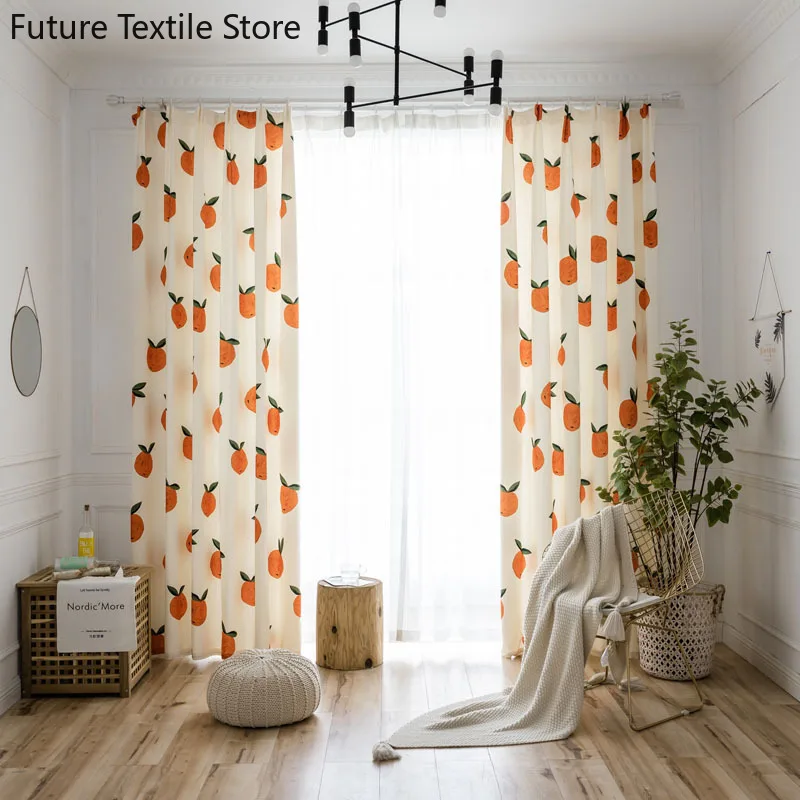 

Nordic Minimalist Small Fresh Curtain for Living Room Bedroom Semi Blackout Curtain Decoration Custom Finished Partition Curtain