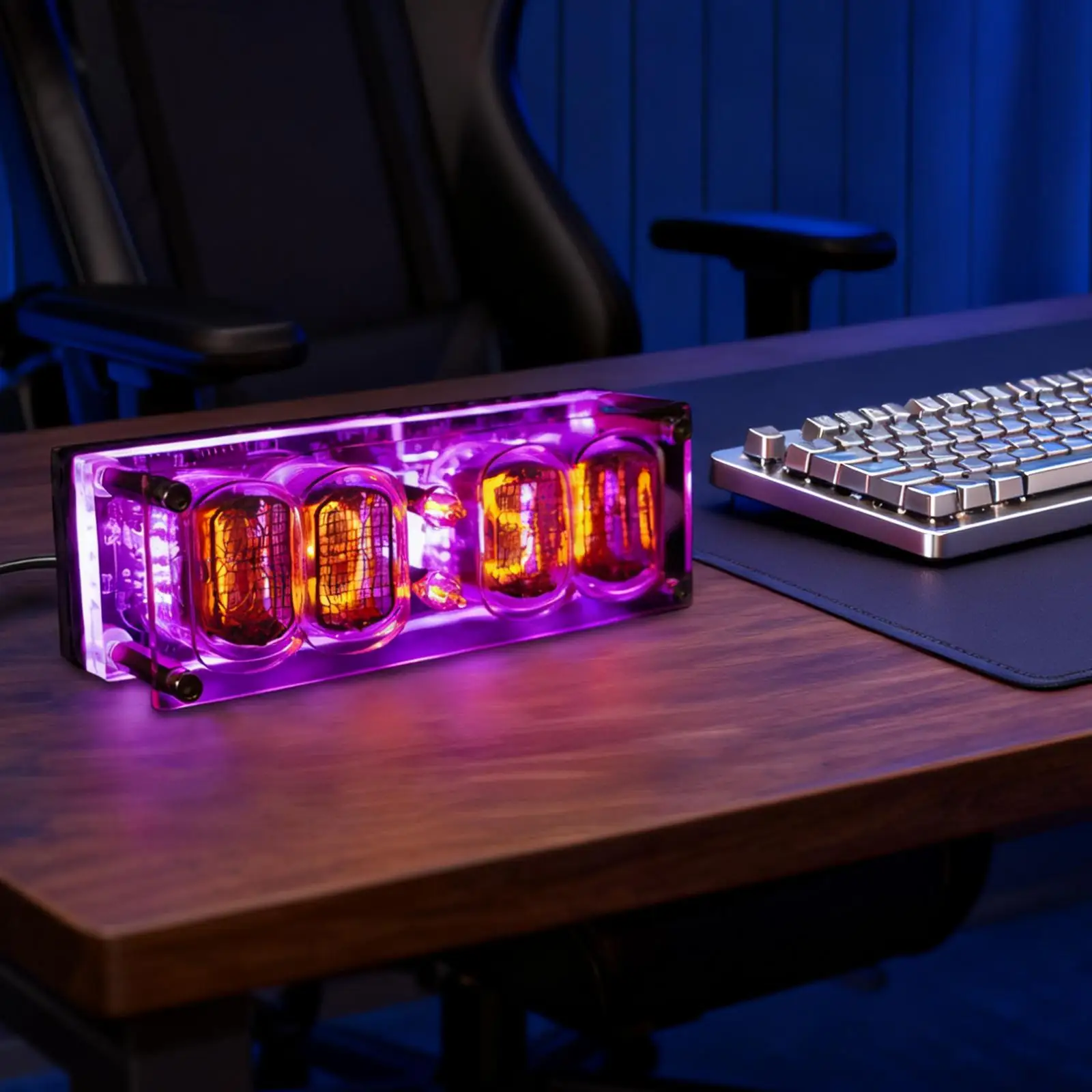 Modern Desktop Nixie Tube Clock RGB LED Digital Alarm Clock for Bedroom Table Clock Decoration