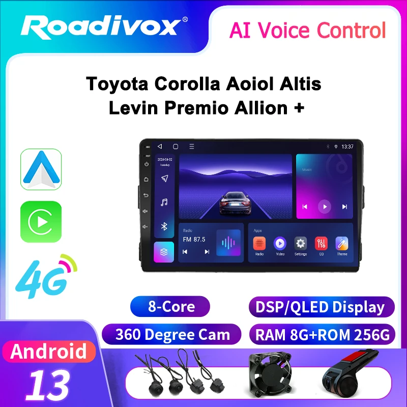 

Автомагнитола roadivox на Android для Toyota Corolla, Aoiol, Altis, Levin, Premio, Octopus, GPS-навигация, видео, мультимедийный проигрыватель