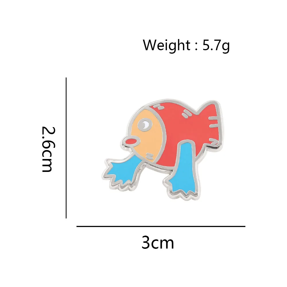 Lustiger, seltsamer Fisch mit Händen, Emaille-Anstecker, Cartoon-Meerestier-Abzeichen, niedliche Tier-Brosche für Rucksack, Kleidung, Reversnadel, Schmuck, Geschenk – Detail 2