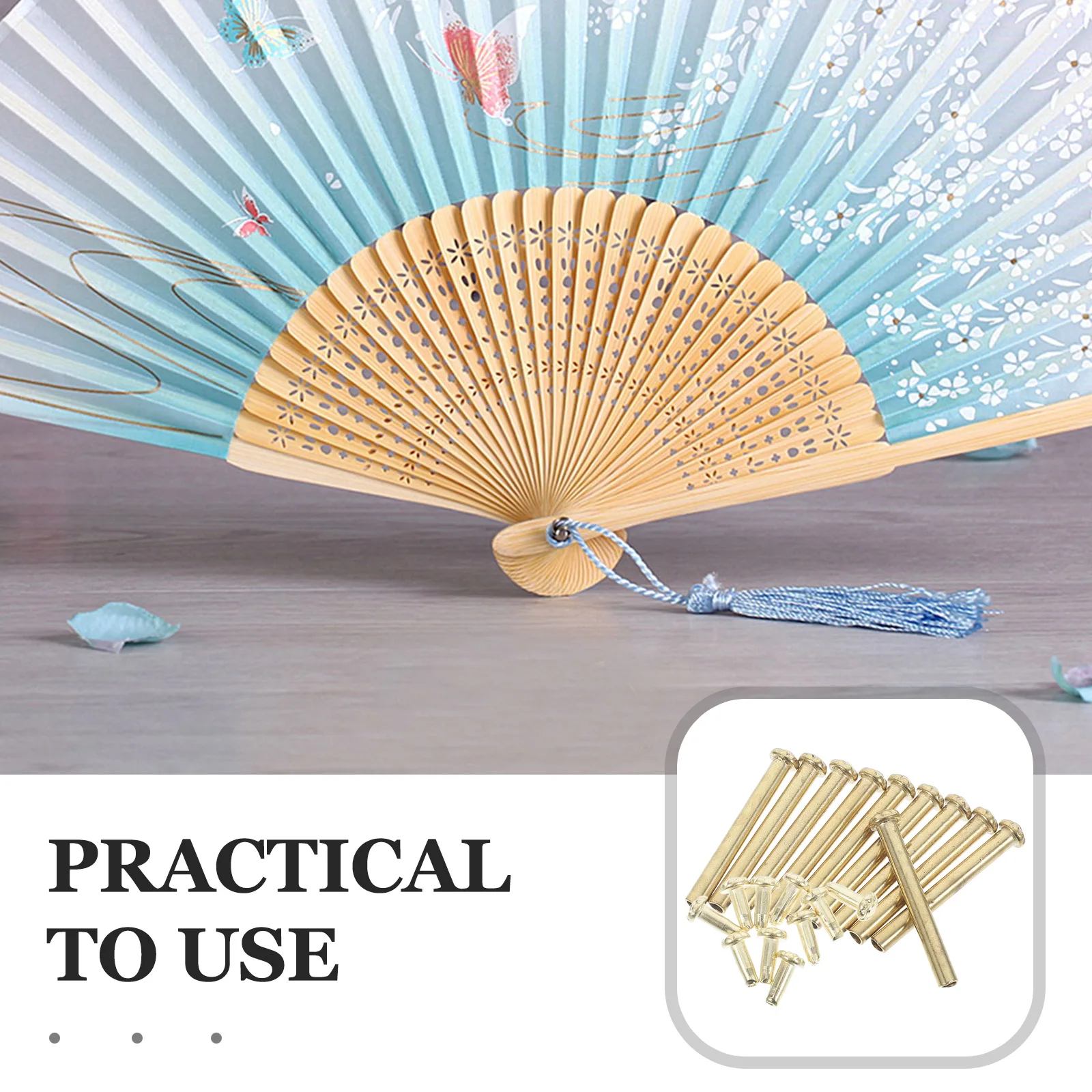 

Foldable Fan Shaft Rivets Accessories Repairing Hand Fans Portable Iron Nails Replacements Sturdy Folding Shaft Bamboo Paper
