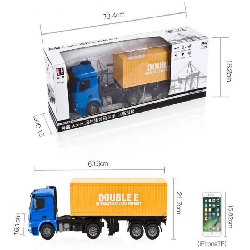Podwójne E E564 60Cm zdalnie sterowana ciężarówka z odłączanym bagażnikiem metalowa 1:20 Rc budowa chłopców samochód ciężarowy zabawka dla prezenty dla dzieci