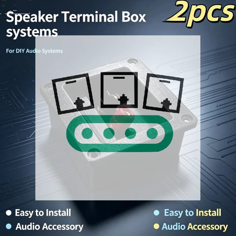 2 PCS 2-Way Speaker Junction Box Terminal Binding Post Square Screw Cup Connecting Subwoofer Plug DIY Repalcement Black