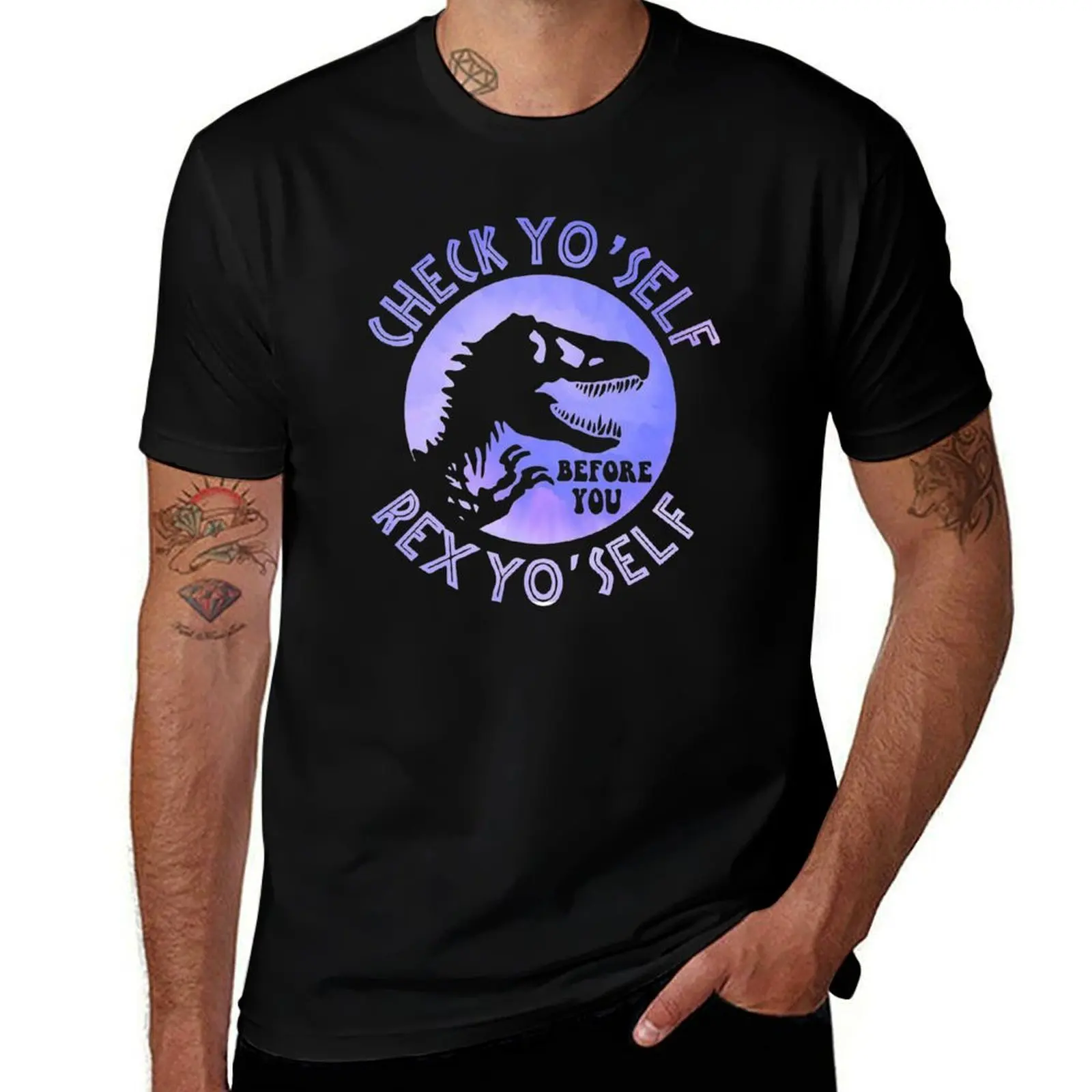 CHECK YO'SELF BEFORE YOU REX YO'SELF T-Shirt t shirt men 100% cotton luxury brand T-Shirt