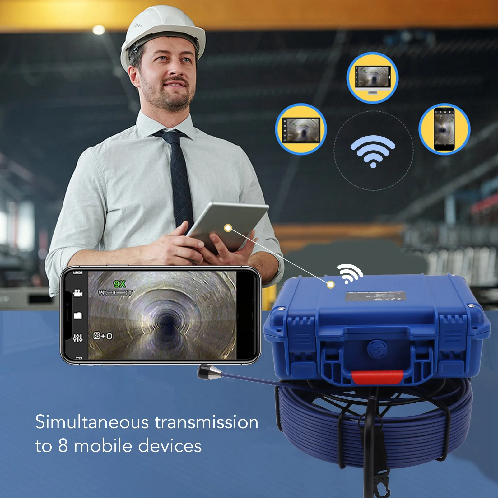 Pipeline Inspection Camera Sewer Inspection Camera Kit HD Screen 30M 1080P IP68 with 16GB Card Endoscope Video Plumbing System