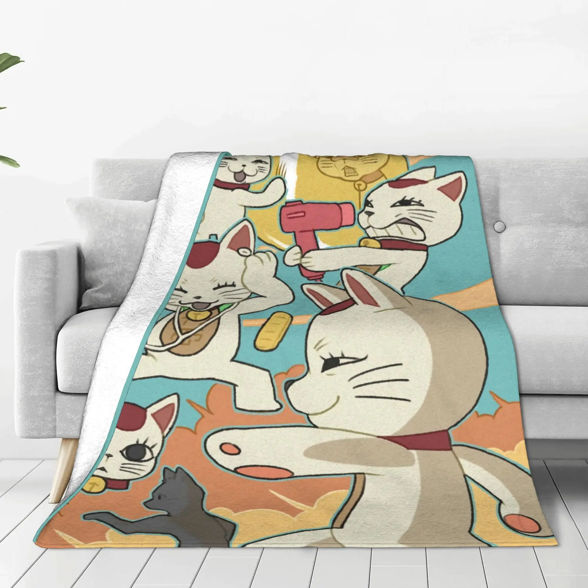 Warm BlanketChild Picnic Turbo Granny Cat Throw Blanket  Flannel Bedspread For Outdoor Novelty Sofa Bed Cover