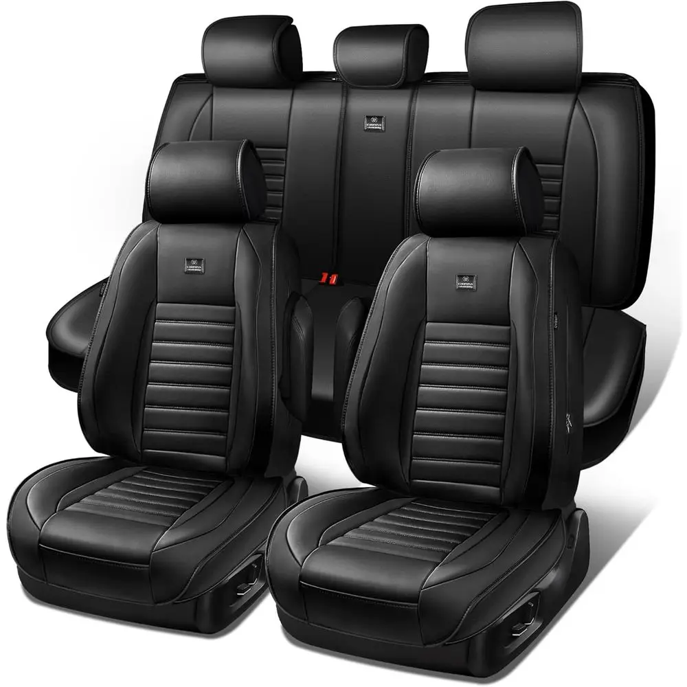 

Nappa Leather Car Seat Covers ull Set, Luxury Seat Protector or Cars, Waterproo Anti-Slip Car Seat Cushion Armrest Compatible Un