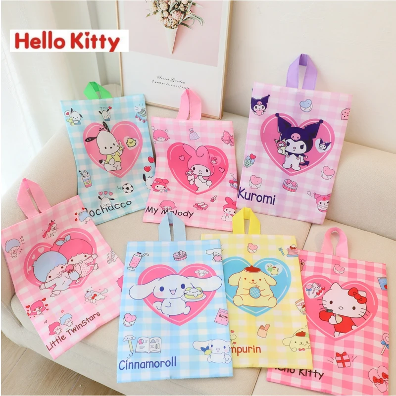 

hello kitty bag kuromi cute cartoon plaid love double-sided print shoes towel clothing travel storage bag shoe tote anim Melody