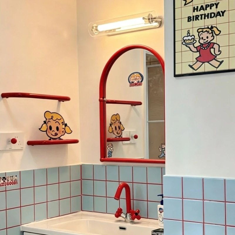 Stainless Steel Mirror Wall Mounted Bathroom Fixtures and Accessories Retro Stable Wall Mirrors Moisture Proof Vanity Mirror