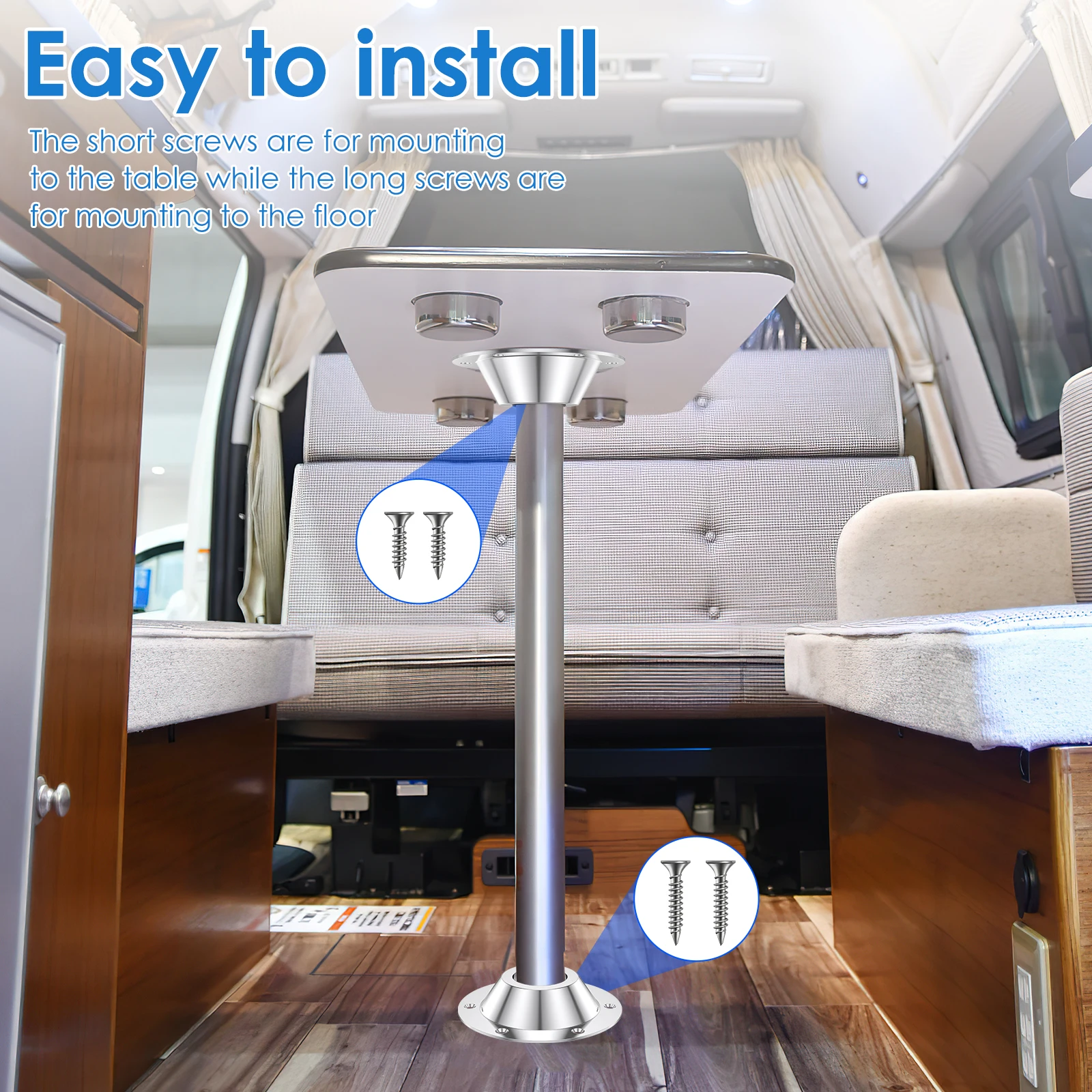 Base de mesa para RV, Base de pata de mesa, montaje empotrado de aleación de aluminio, soporte de montaje de pata de caravana Stowable para mesa estándar RV, 2 uds.