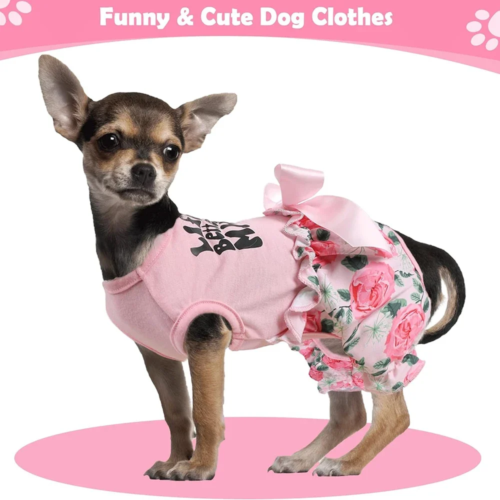 Floral Puppy Clothes Summer Small Dog Jumpsuit Soft Thin Overalls for Yorkie Rose Flower Girl Dog Pant 2024 New Cat Costume