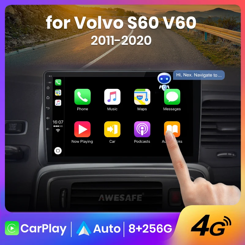 AWESAFE PX9 For Volvo S60 V60 2011 2012 - 2020 Car Radio Multimedia Navigation 2 din Android 2din Autoradio CarPlay Stereo