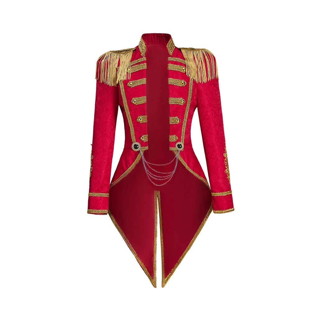 

Женская красная куртка манежа, пальто с кисточками, униформа, цирковой костюм манежа, смокинг, куртка, средневековый фрак с длинными рукавами