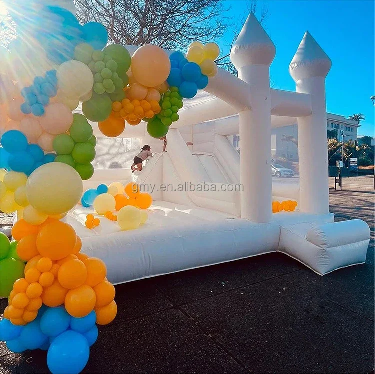 

Hot Sale Pvc Custom Bounce House Inflatable Commercial White Inflatable Bouncy Castle with Slide