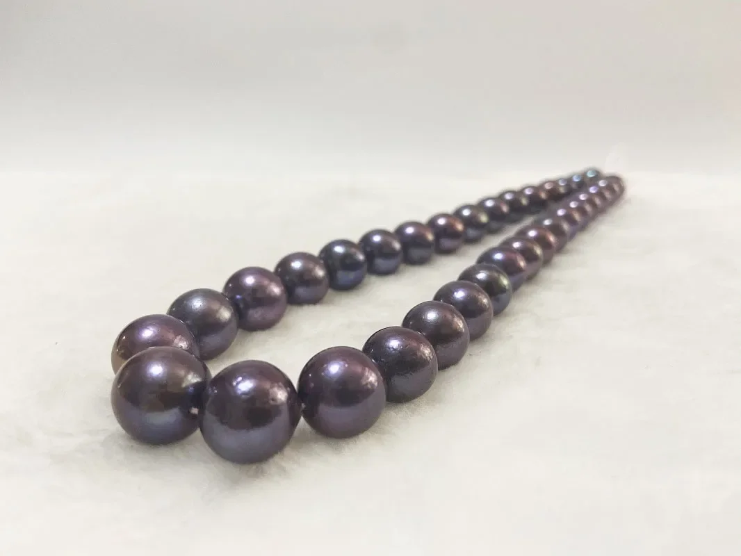 

Natural Huge 11-14mm Sea Genuine Purple Round Pearls Neckalce Less Flaw Women Jewelry for Party Wedding Gifts