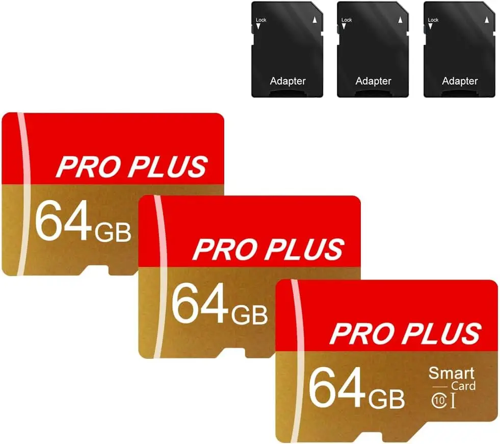 64GB TF Card 3 Pack with Adapter, High Speed UHS-I C10 A1 Memory Card for Tablet Phone Camera Game Console, Reliable Storage