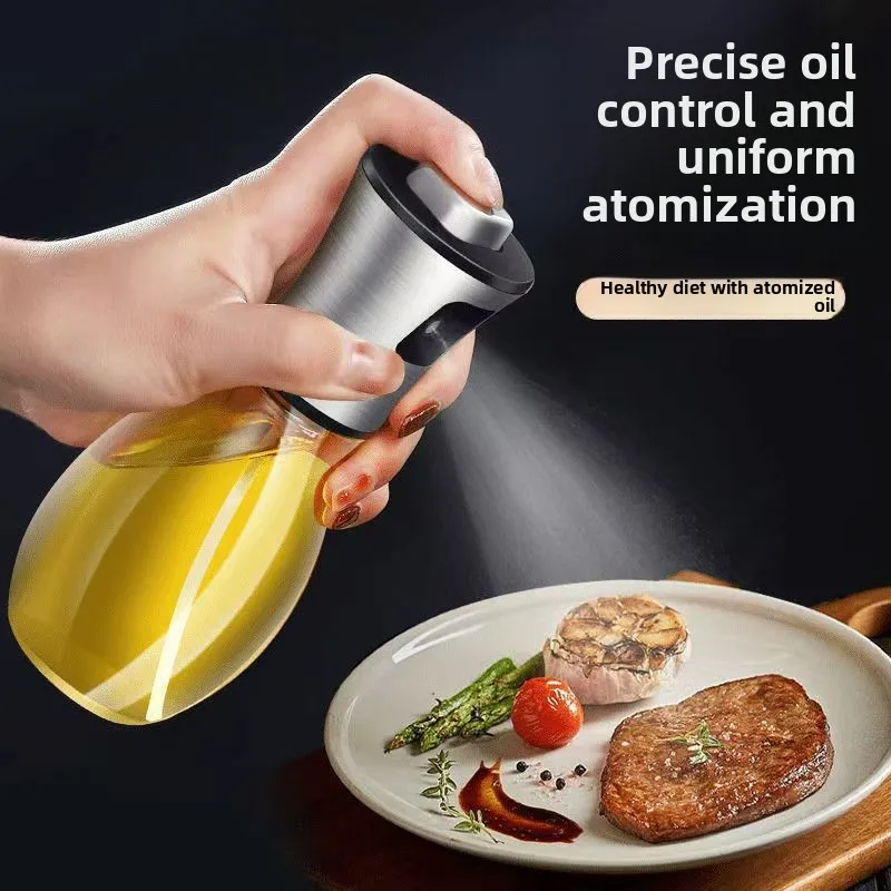 Stainless steel oil spray bottle barbecue kitchen without oil household atomization leak-proof, edible fat-reducing baking