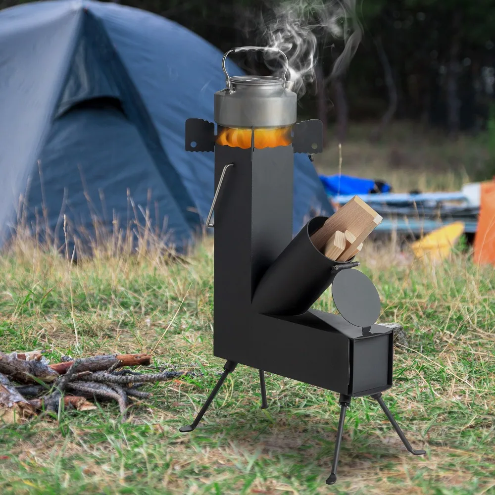 

Camping Rocket Stove Portable Wood Burning Stove Best for Backyard Patio Heater