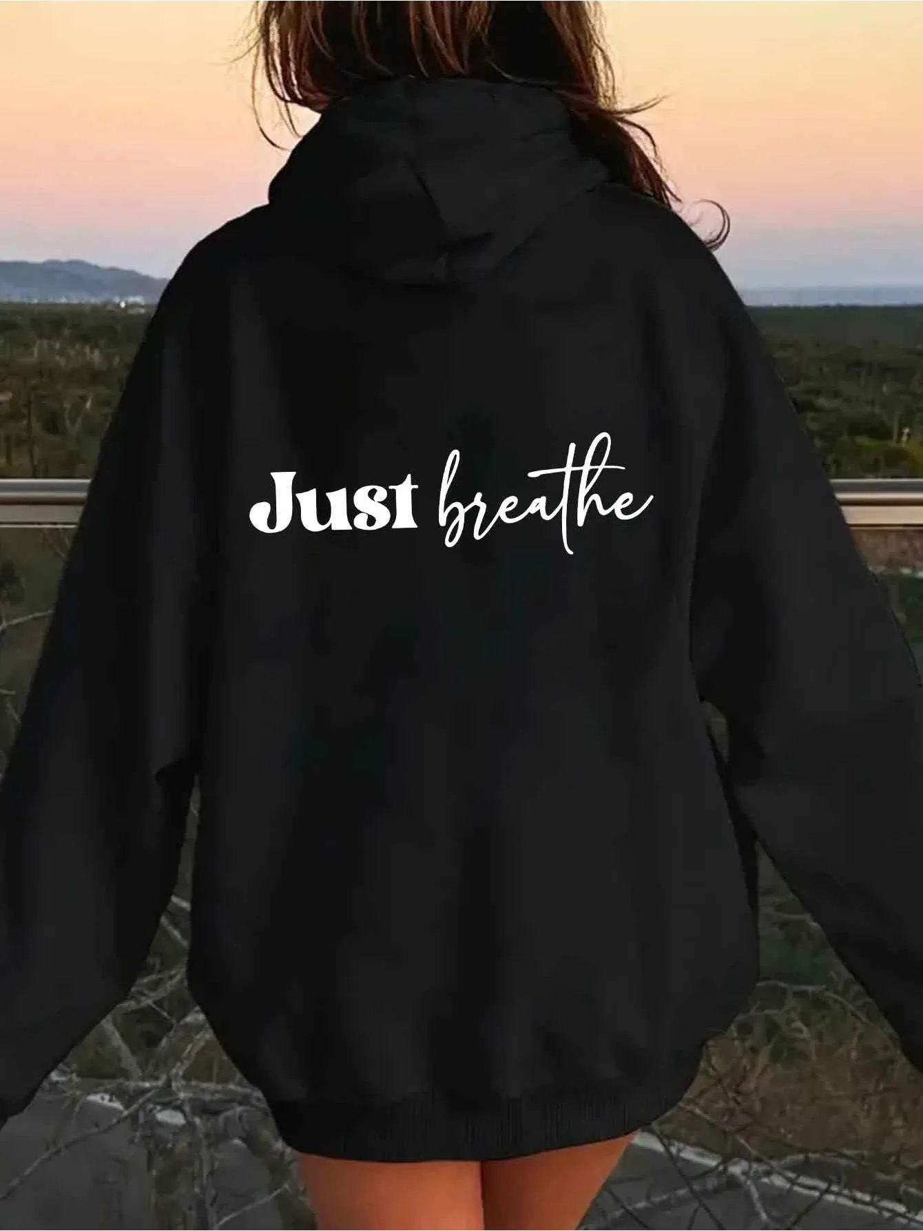 

Специальное продвижение! Элегантная женская одежда, спортивная рубашка с принтом "JUSW BREAWHE", пуловер с длинными рукавами и капюшоном