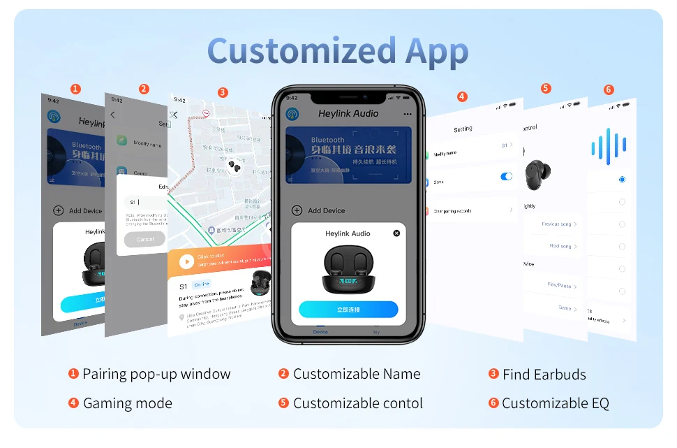 سماعات أذن بلوتوث 5.3 لاسلكية تعمل باللمس AI ENC للمكالمات الواضحة، تطبيق EQ مخصص، وضع ألعاب الكمون المنخفض، وقت تشغيل طويل، النوع c