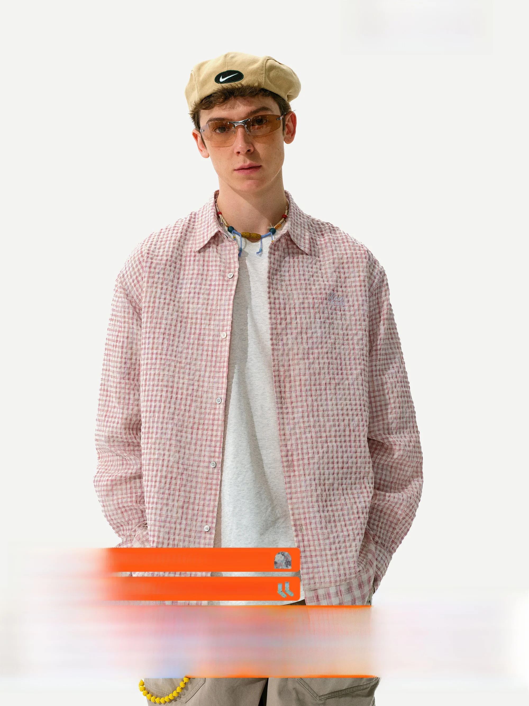 

Monterest Men's Loose Fit Plaid Bubble irt Embroidered Logo Patchwork Spring Outdoor Breathable Anti-Wrinkle Cotton Polyest...