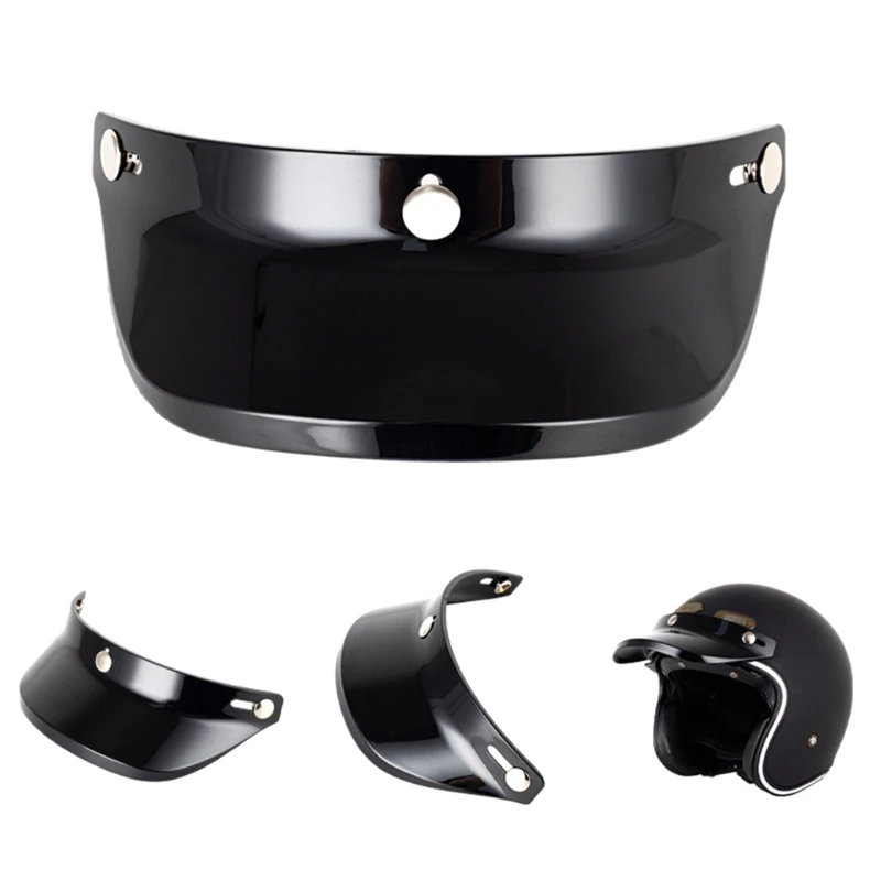 G99F Universal 3 Button Visor Flip Up Wind Shield Fit for Open Face Motorcycles Helmet Anti-UV FogWindproof Accessories