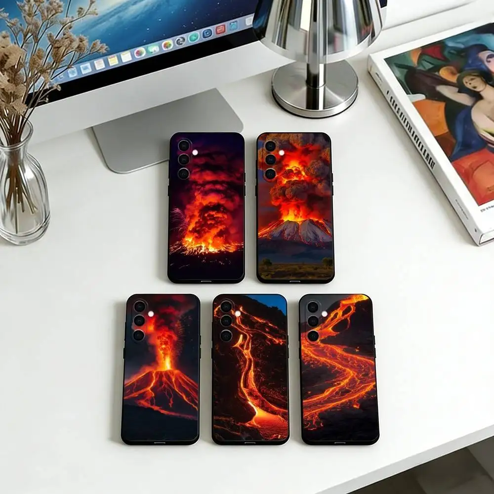 Lava Eruption  Phone Case For Samsung Galaxy A73,A72,A71,A70,A53,A52,A51,Others Soft Black Cover