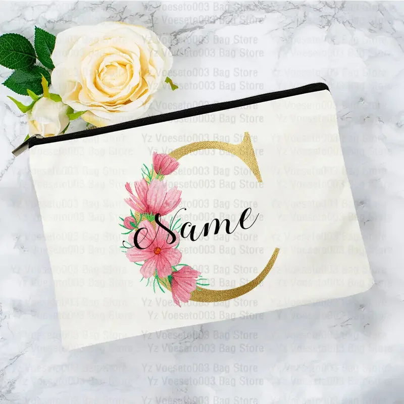 Customized Personalized Name Logo Text Cosmetic Bags Makeup Travel Wash Bag School Pencil Case Birthday Bridesmaid Teacher Gift