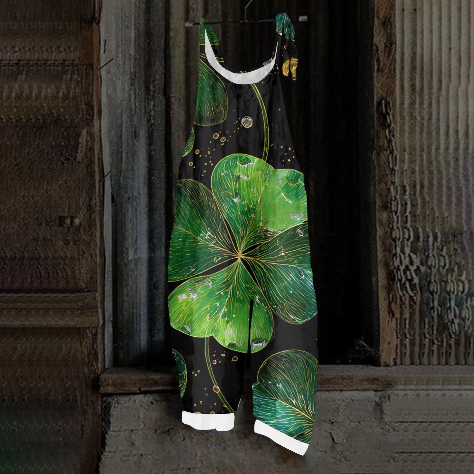 Nuevo mono de moda para mujer del Día de San Patricio, monos estampados, pantalones holgados informales de una pieza para mujer, monos Retro de primavera para mujer