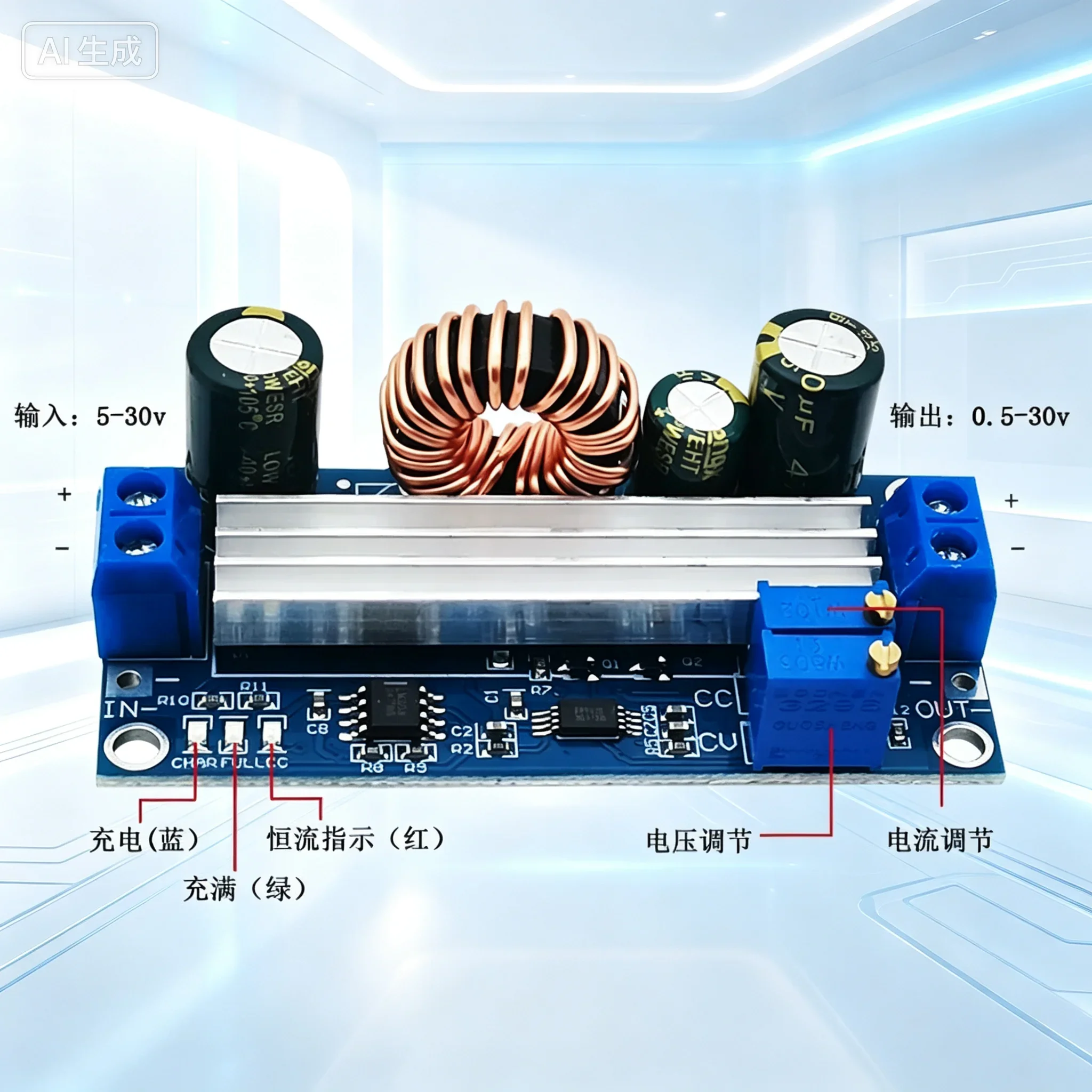 for Auto Buck‑Boost Power Module 0.5‑30V Adjustable LED Driver Solar Battery Constant‑Voltage Constant‑Current Charging Board