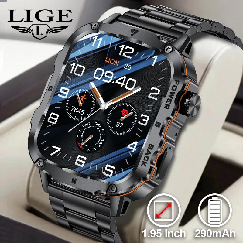 

LIGE Smart Watch 1.95" Display Waterproof Bluetooth Call Sport Fitness Smartwatch Blood Pressure Sleep Monitor For Android IOS