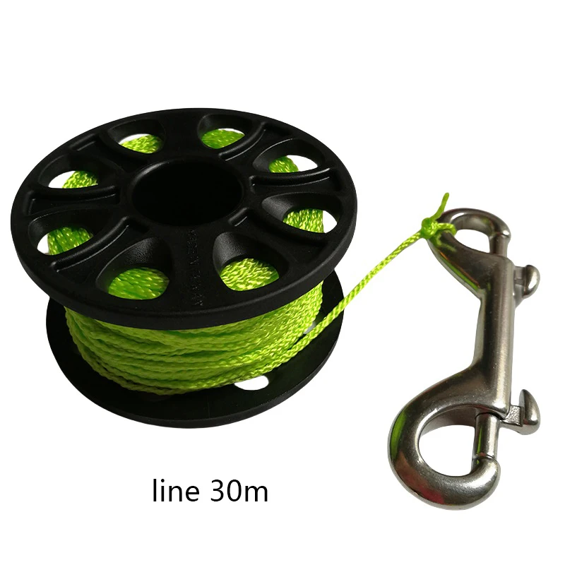 30 متر معدات السلامة الغوص حطام الغوص بكرة الاصبع الغوص بكرة إصبع بكرة مع الفولاذ المقاوم للصدأ مزدوجة نهاية هوك كهف حطام الغوص