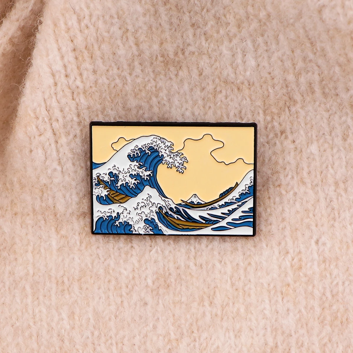 اليابانية موجة الفن المينا دبوس رومانسية اللوحة بروش التلبيب شارة بدبوس على ظهره الملابس والاكسسوارات الأزياء والمجوهرات المشجعين هدية