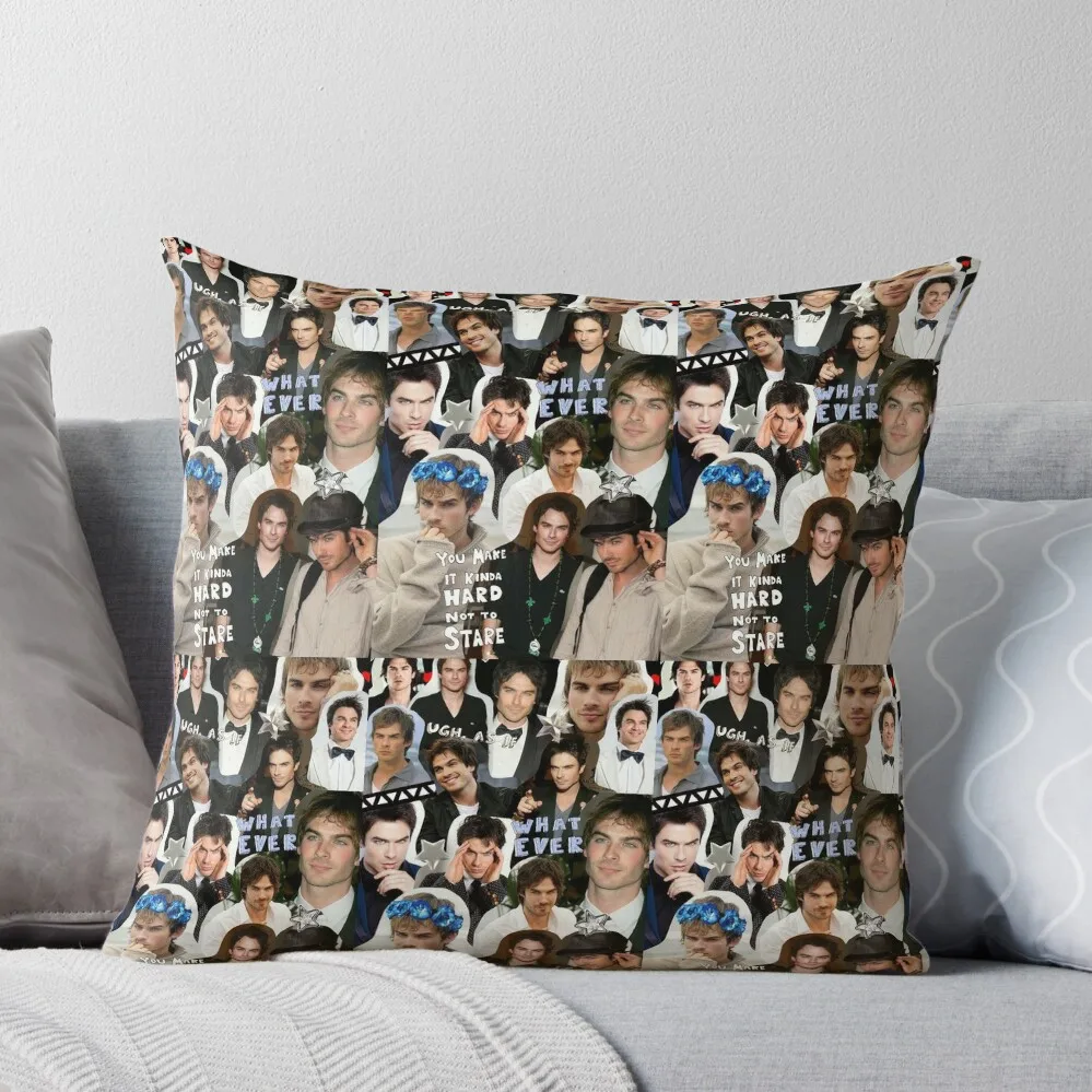 

damon salvatore collage Throw Pillow Marble Cushion Cover Rectangular Cushion Cover Bed pillowcases bed pillows