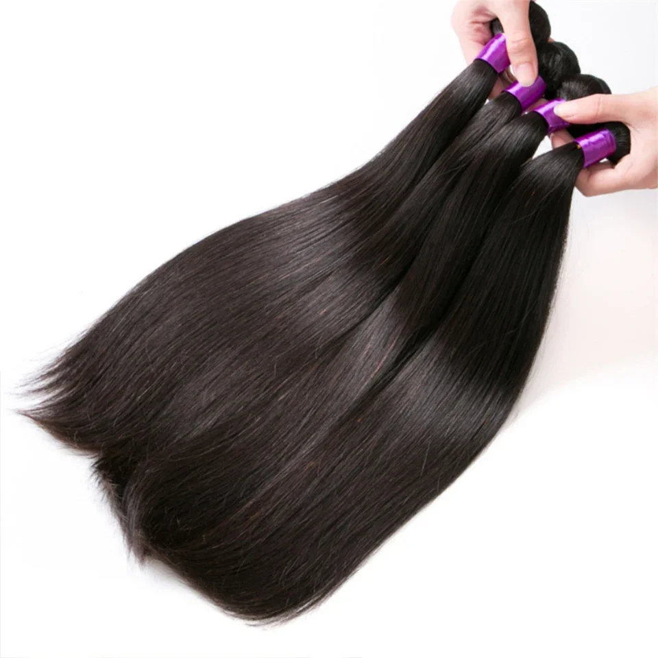 Brazilian Bone Straight Human Hair 3 4 Bundles Raw Virgin Remy Hair Extensions Double Weft Wholesale 30 34 Inch Bundle