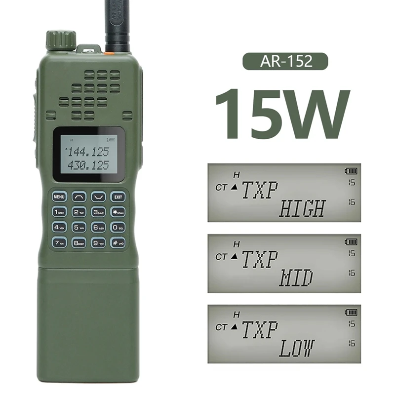 AR-152 15w poderoso cb rádio em dois sentidos 12000mah bateria de longo alcance walkie talkie an/transceptor banda dupla plugue da ue