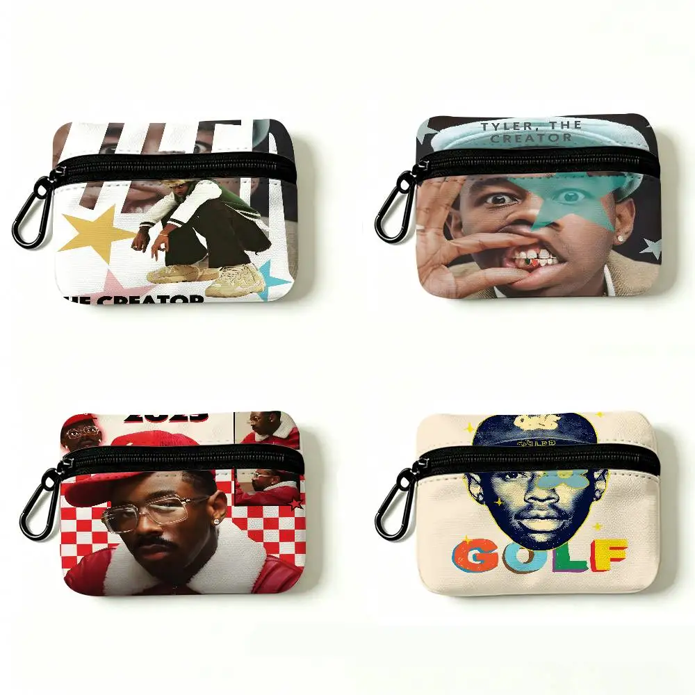 T-Tyler Funny C-Creator Oxford Coin Wallet Detachable Carabiner Hook Compact Storage Bag For Outdoor Shopping Accessory