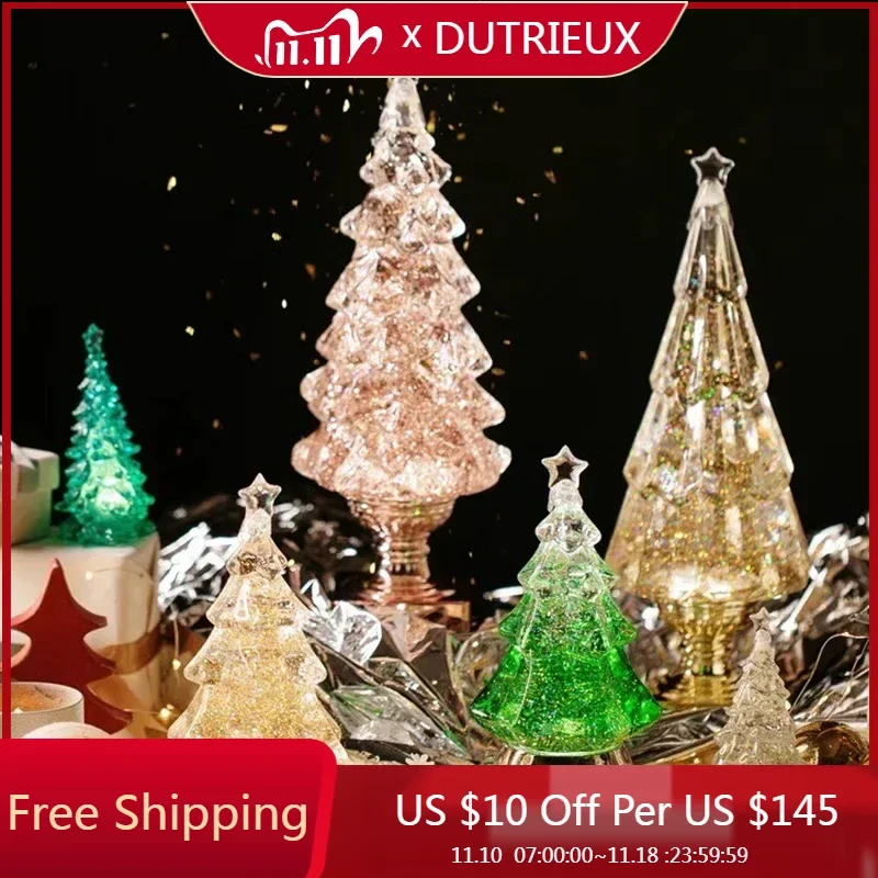 Nordic Glowing Christmas Tree Ornament Snow Crystal Ball Music Box Girls Children Christmas Aesthetic Gifts Room Decorations