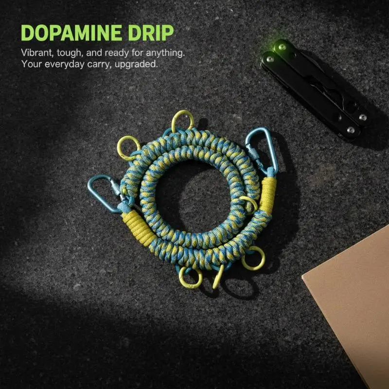 Outdoor-Rucksack-Erweiterungs-Hängekette in leuchtenden Dopamin-Farben, strapazierfähiger Nylon-Dekorriemen für Wander- und Reisetaschen. – Detail 8