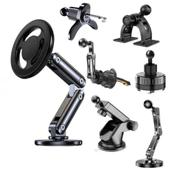 Magnetic Metal Car Phone Holder 360 Rotation Adjustable Foldable Phone Bracket for Iphone 15 14 13 12 11 Pro Max Samsung Xiaomi