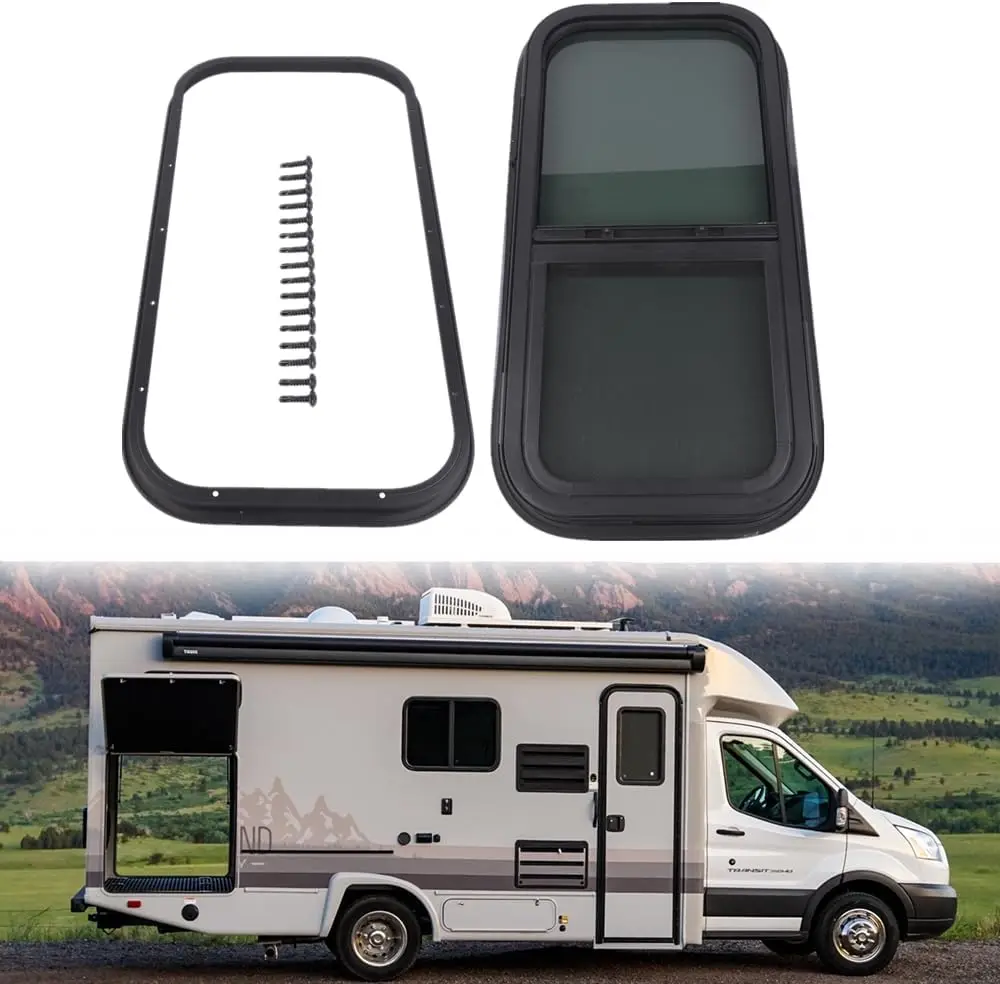 

AP03 Travel Trailer Window Vertical Sliding RV Window Easy Glide 12" W X 24" H