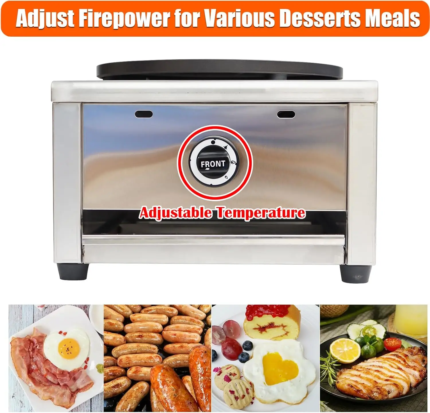 Commercial Gas Crepe Makers Machine LPG Gas Pancake Machine Griddle Maker Machine with Low Pressure Valve for Blintzes, Eggs